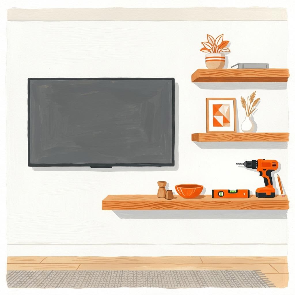 TV mounting & shelving illustration